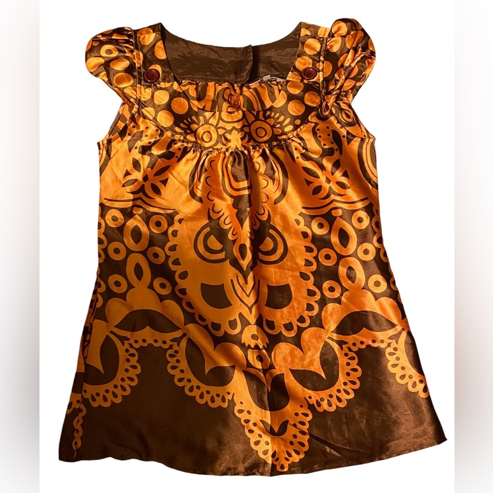 Orange & Brown Tunic Top - Size L